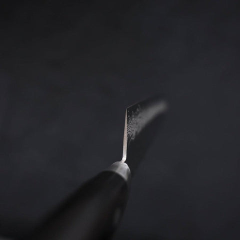 Santoku VG-10 Mirror Tsuchime Damascus Western Black Handle 180mm-[Musashi]-[Japanese-Kitchen-Knives]