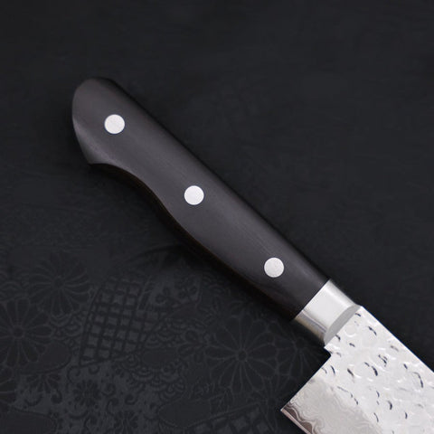 Santoku VG-10 Mirror Tsuchime Damascus Western Black Handle 180mm-[Musashi]-[Japanese-Kitchen-Knives]