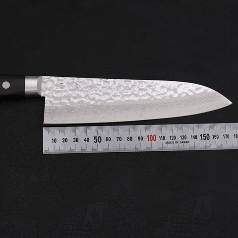 Santoku VG-10 Mirror Tsuchime Damascus Western Black Handle 180mm-[Musashi]-[Japanese-Kitchen-Knives]