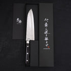 Santoku VG-10 Mirror Tsuchime Damascus Western Black Handle 180mm-[Musashi]-[Japanese-Kitchen-Knives]