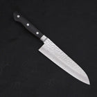 Santoku VG-10 Mirror Tsuchime Damascus Western Black Handle 180mm-[Musashi]-[Japanese-Kitchen-Knives]