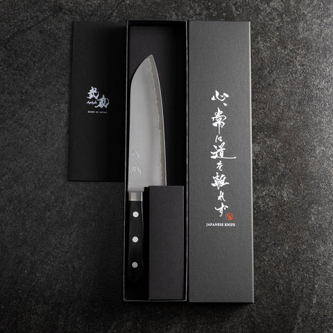 Santoku VG-10 Poli Manche Occidental Noir 170mm-[Musashi]-[Couteaux de cuisine japonais]