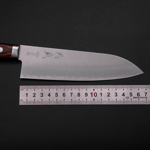 Santoku VG-10 Poli Manche Occidental en Acajou 165mm-[Musashi]-[Couteaux de cuisine japonais]