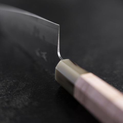 Santoku VG-10 Poli Manche en Buffle et Érable Sakura Rose Clair 175mm-[Musashi]-[Couteaux de cuisine japonais]
