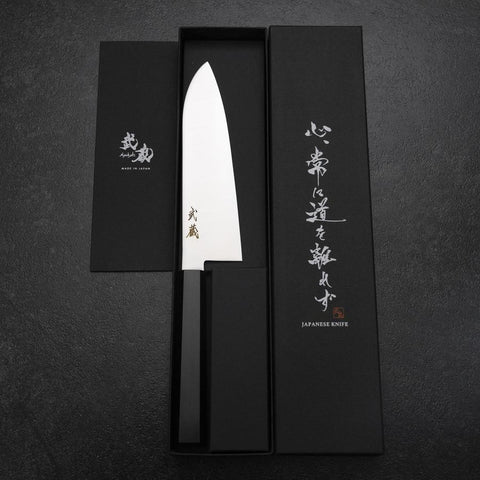 Santoku VG-10 Poli Manche en Ébène 170mm-[Musashi]-[Couteaux de cuisine japonais]