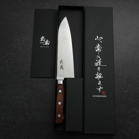 Santoku VG-10 Polished Western Mahogany Handle 180mm (7”)-[Musashi]-[Couteaux de cuisine japonais]