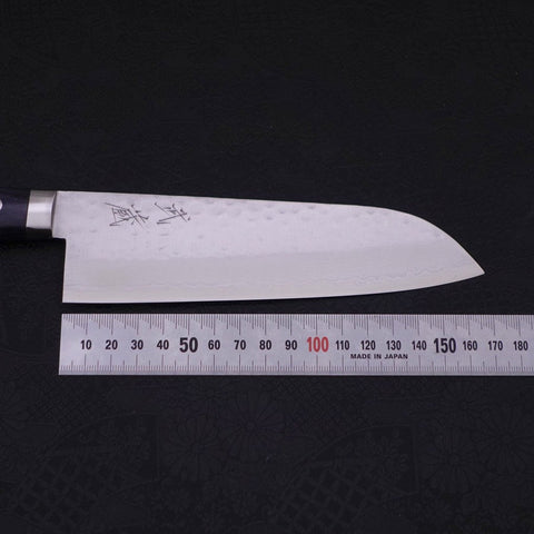 Santoku VG-10 Tsuchime Damas Manche Occidental Bleu Sombre 170mm-[Musashi]-[Couteaux de cuisine japonais]