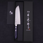 Santoku VG-10 Tsuchime Damas Manche Occidental Bleu Sombre 170mm-[Musashi]-[Couteaux de cuisine japonais]