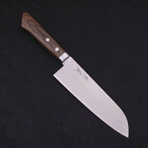 Santoku VG-10 Tsuchime Damas Manche Occidental Marron 170mm-[Musashi]-[Couteaux de cuisine japonais]