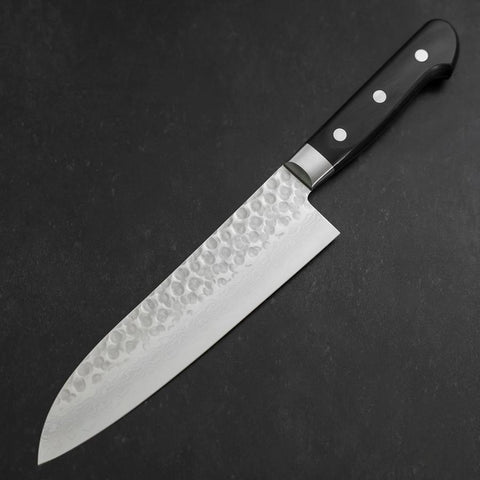Santoku VG-10 Tsuchime Damascus Western Black Handle 180mm (7”)-[Musashi]-[Japanese-Kitchen-Knives]
