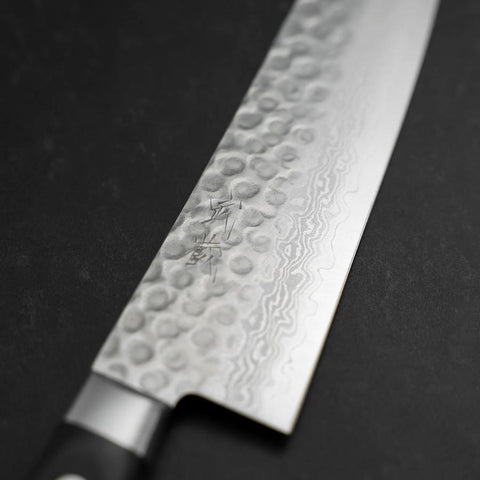 Santoku VG-10 Tsuchime Damas Manche Occidental Noir 180mm-[Musashi]-[Couteaux de cuisine japonais]