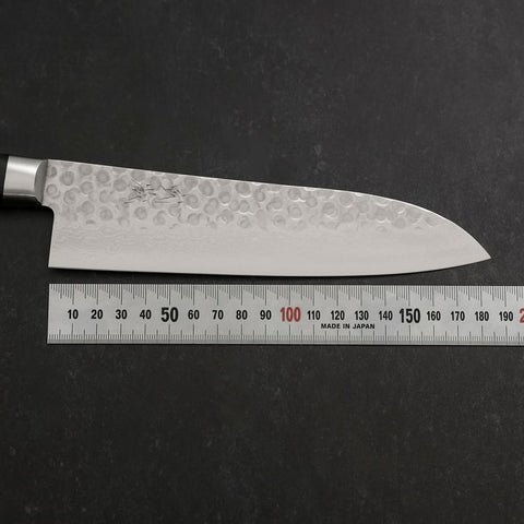 Santoku VG-10 Tsuchime Damascus Western Black Handle 180mm (7”)-[Musashi]-[Japanese-Kitchen-Knives]