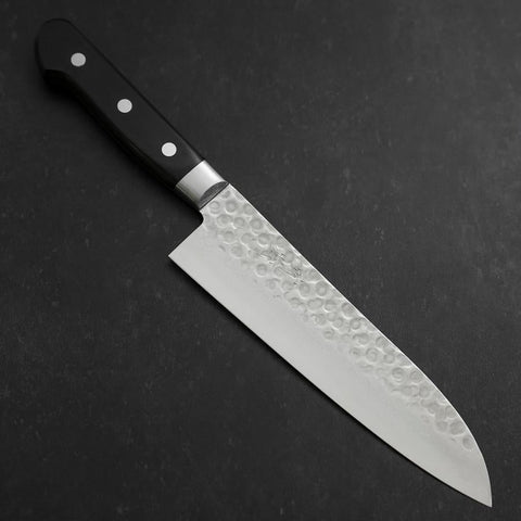 Santoku VG-10 Tsuchime Damascus Western Black Handle 180mm (7”)-[Musashi]-[Japanese-Kitchen-Knives]