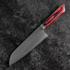 Santoku VG-10 Tsuchime Damas Manche Occidental Rouge 170mm-[Musashi]-[Couteaux de cuisine japonais]