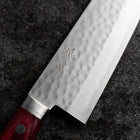 Santoku VG-10 Tsuchime Damas Manche Occidental Rouge 170mm-[Musashi]-[Couteaux de cuisine japonais]