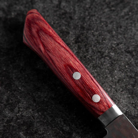 Santoku VG-10 Tsuchime Damas Manche Occidental Rouge 170mm-[Musashi]-[Couteaux de cuisine japonais]