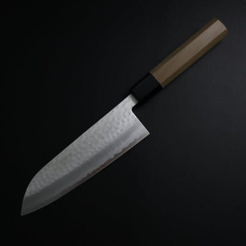 Santoku VG-10 Tsuchime Damas Manche en Buffle et Magnolia 165mm-[Musashi]-[Couteaux de cuisine japonais]