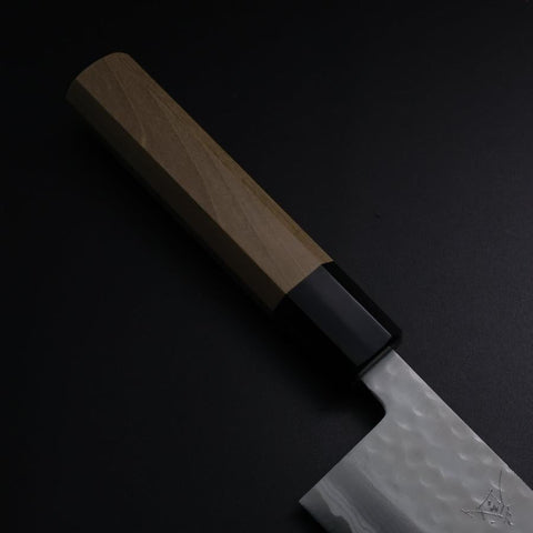 Santoku VG-10 Tsuchime Damas Manche en Buffle et Magnolia 165mm-[Musashi]-[Couteaux de cuisine japonais]