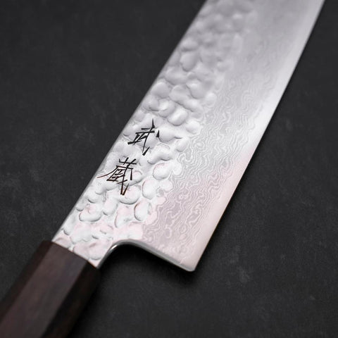 Santoku VG-10 Tsuchime Damas Manche en Frêne 180mm-[Musashi]-[Couteaux de cuisine japonais]
