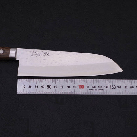 Santoku VG-10 Tsuchime Damascus Western Brown Handle 170mm-[Musashi]-[Japanese-Kitchen-Knives]