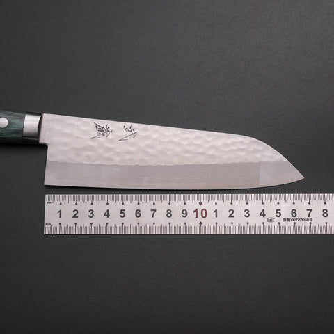 Santoku VG-10 Tsuchime Damast Manche Occidental Vert 170mm-[Musashi]-[Couteaux de cuisine japonais]