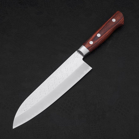 Santoku VG-10 Tsuchime Manche Occidental Marron 180mm-[Musashi]-[Couteaux de cuisine japonais]