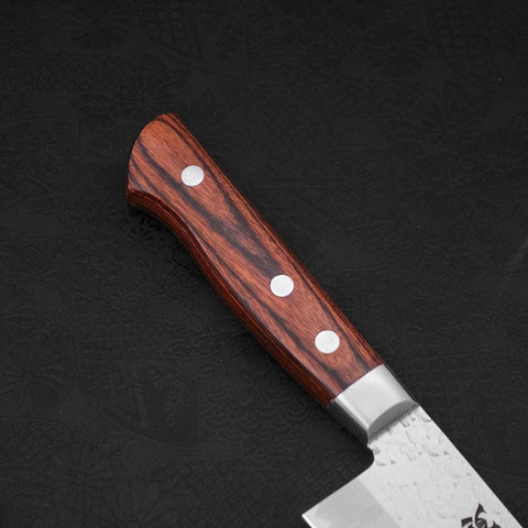 Santoku VG-10 Tsuchime Manche Occidental Marron 180mm-[Musashi]-[Couteaux de cuisine japonais]