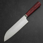 Santoku VG-10 Tsuchime Manche Occidental Rouge 165mm-[Musashi]-[Couteaux de cuisine japonais]