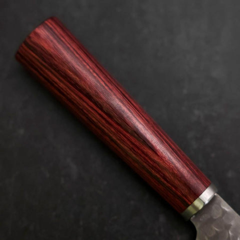 Santoku VG-10 Tsuchime Manche Occidental Rouge 165mm-[Musashi]-[Couteaux de cuisine japonais]