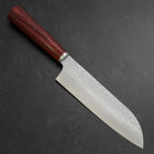 Santoku VG-10 Tsuchime Manche Occidental Rouge 165mm-[Musashi]-[Couteaux de cuisine japonais]