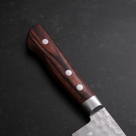 Santoku VG-10 Tsuchime Manche Occidental en Acajou 175mm-[Musashi]-[Couteaux de cuisine japonais]