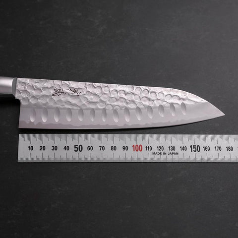 Santoku VG-10 Tsuchime Manche Occidental en Acajou 175mm-[Musashi]-[Couteaux de cuisine japonais]