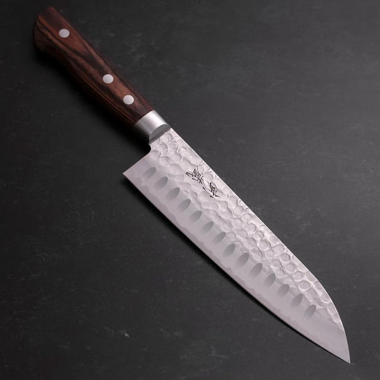 Santoku VG-10 Tsuchime Manche Occidental en Acajou 175mm