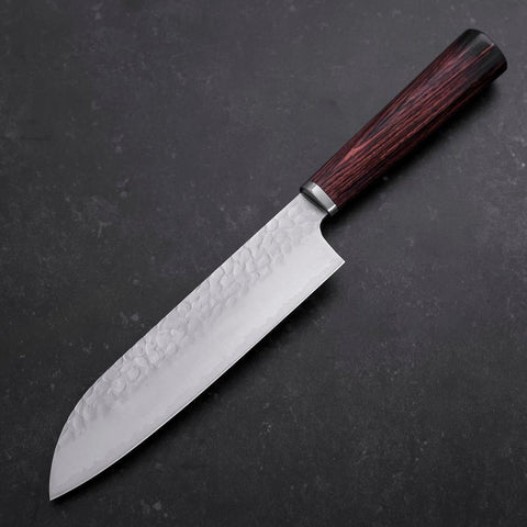 Santoku VG-10 Tsuchime Manche Oval en Acajou 165mm-[Musashi]-[Couteaux de cuisine japonais]