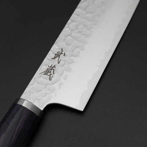 Santoku VG-10 Tsuchime Manche Oval en Acajou 165mm-[Musashi]-[Couteaux de cuisine japonais]