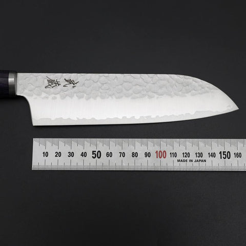 Santoku VG-10 Tsuchime Manche Oval en Acajou 165mm-[Musashi]-[Couteaux de cuisine japonais]