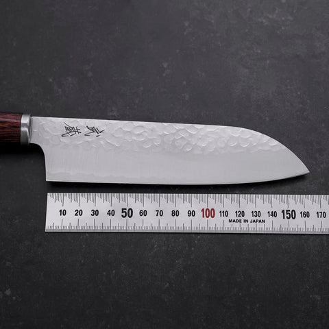 Santoku VG-10 Tsuchime Manche Oval en Acajou 165mm-[Musashi]-[Couteaux de cuisine japonais]