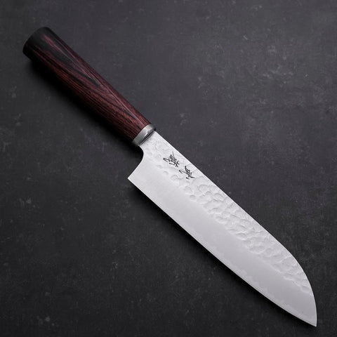 Santoku VG-10 Tsuchime Manche Oval en Acajou 165mm-[Musashi]-[Couteaux de cuisine japonais]