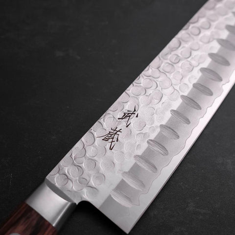 Santoku VG-10 Tsuchime Manche en Acajou 175mm-[Musashi]-[Couteaux de cuisine japonais]