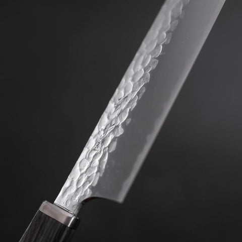 Santoku VG-10 Tsuchime Manche en Cerisier Anthracite 165mm-[Musashi]-[Couteaux de cuisine japonais]
