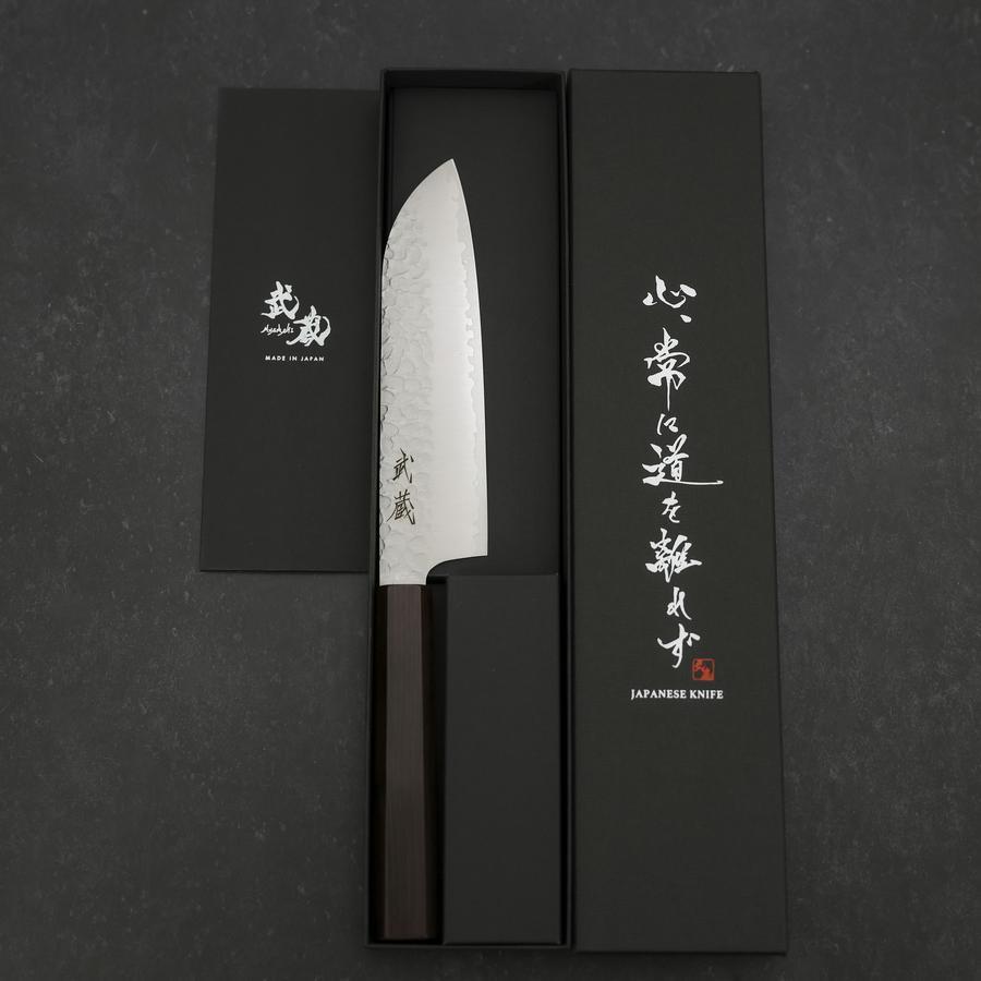 Santoku VG-10 Tsuchime Manche en Ébène 165mm-[Musashi]-[Couteaux de cuisine japonais]