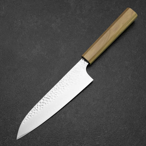 Santoku VG-10 Tsuchime Manche en Olivier 165mm-[Musashi]-[Couteaux de cuisine japonais]