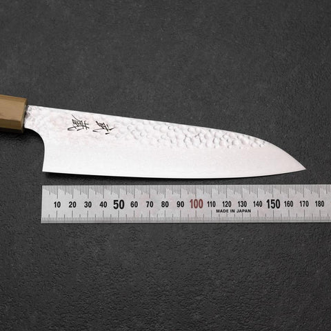Santoku VG-10 Tsuchime Manche en Olivier 165mm-[Musashi]-[Couteaux de cuisine japonais]