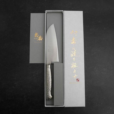 Santoku VG-5 Poli Inox Intégral Manche Occidental 125mm-[Musashi]-[Couteaux de cuisine japonais]