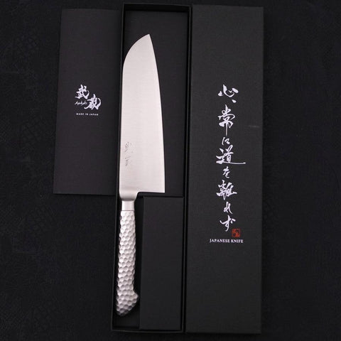 Santoku VG-5 Poli Inox Intégral Manche Occidental 175mm-[Musashi]-[Couteaux de cuisine japonais]