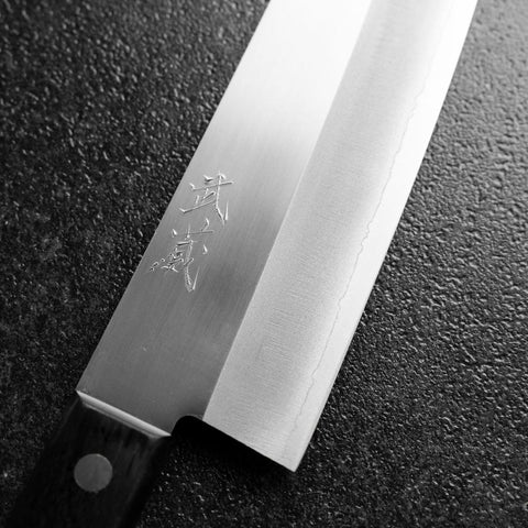 Santoku VG-5 Poli Manche Occidental Noir 170mm (Sans garde)-[Musashi]-[Couteaux de cuisine japonais]