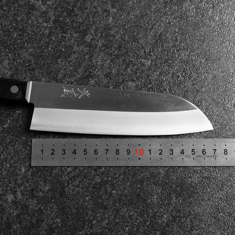 Santoku VG-5 Poli Manche Occidental Noir 170mm (Sans garde)-[Musashi]-[Couteaux de cuisine japonais]