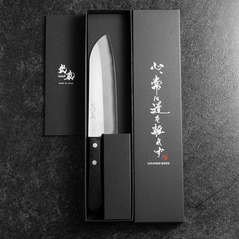 Santoku VG-5 Poli Manche Occidental Noir 170mm (Sans garde)-[Musashi]-[Couteaux de cuisine japonais]