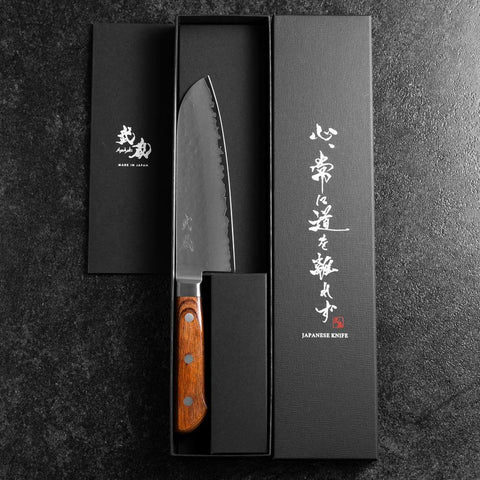 Santoku VG-5 Tsuchime Manche Occidental 160mm-[Musashi]-[Couteaux de cuisine japonais]