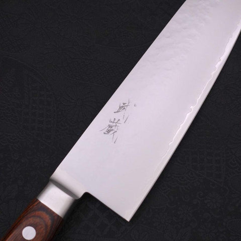 Santoku VG-5 Tsuchime Manche Occidental Marron 175mm-[Musashi]-[Couteaux de cuisine japonais]